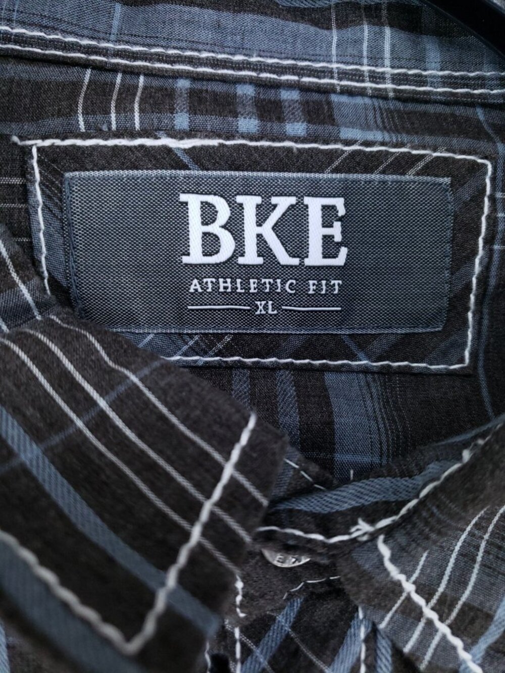 BKE Athletic Fit Plaid Shirt Mens XL Gray Long Sleeve Casual Cotton Blend - Picture 7 of 9